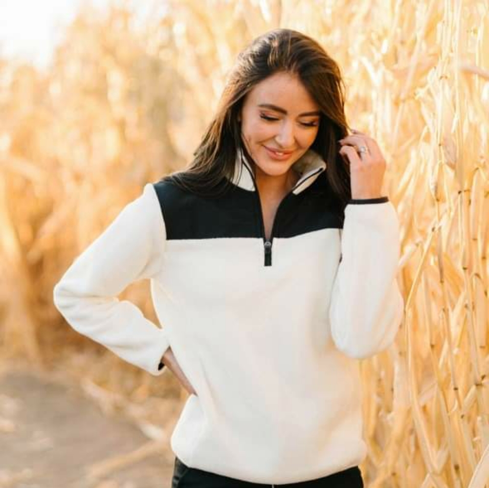 Zyia Cream 1/4 Zip Fleece XS